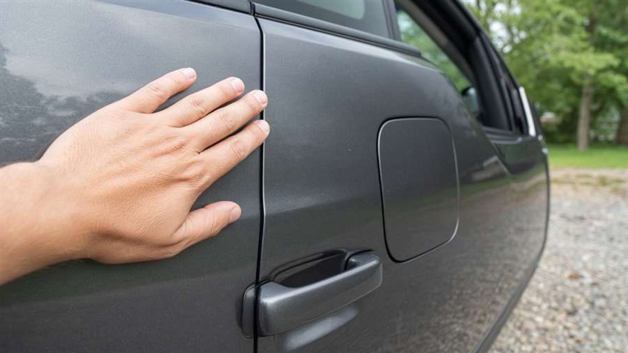 Inspeção da lataria de um carro usado